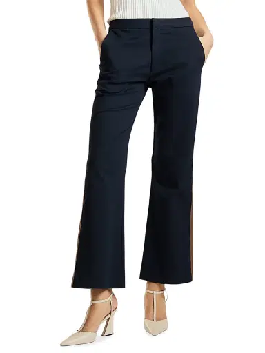 CYNTHIA ROWLEY Women's Riley Side-Stripe Cotton Flared Crop Pants - Navy - Size 8 | Thumbnail 1 CYNTHIA ROWLEY Women's Riley Side-Stripe Cotton Flared Crop Pants - Navy - Size 8 | Thumbnail 1