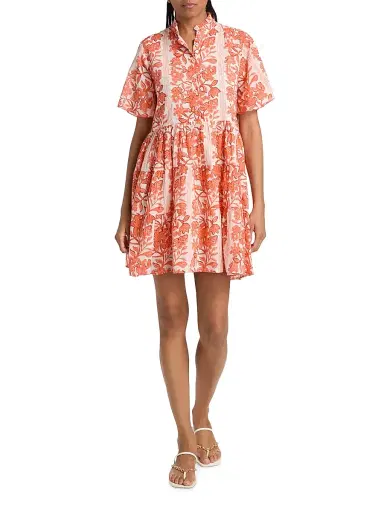 Ro's Garden Women's Vibeka Floral Cotton A-Line Minidress - Orange - Size XL | Thumbnail 2 Ro's Garden Women's Vibeka Floral Cotton A-Line Minidress - Orange - Size XL | Thumbnail 2