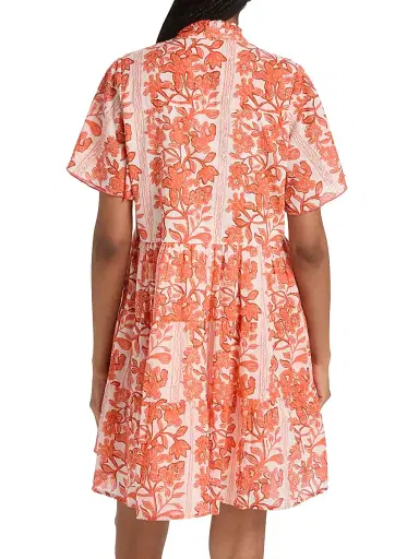 Ro's Garden Women's Vibeka Floral Cotton A-Line Minidress - Orange - Size XL | Thumbnail 5 Ro's Garden Women's Vibeka Floral Cotton A-Line Minidress - Orange - Size XL | Thumbnail 5