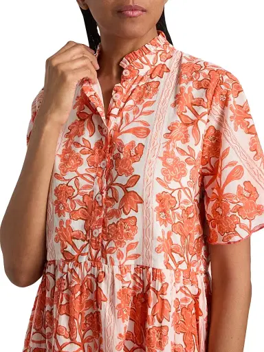 Ro's Garden Women's Vibeka Floral Cotton A-Line Minidress - Orange - Size XL | Thumbnail 6 Ro's Garden Women's Vibeka Floral Cotton A-Line Minidress - Orange - Size XL | Thumbnail 6