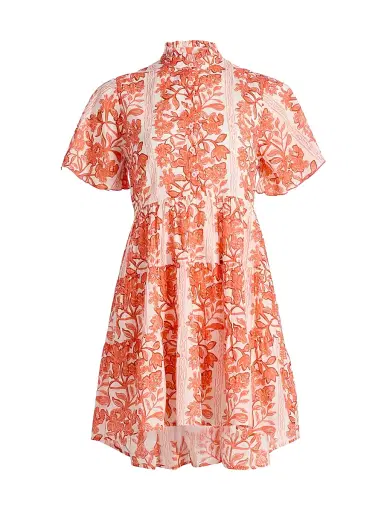 Ro's Garden Women's Vibeka Floral Cotton A-Line Minidress - Orange - Size XL | Thumbnail 1 Ro's Garden Women's Vibeka Floral Cotton A-Line Minidress - Orange - Size XL | Thumbnail 1