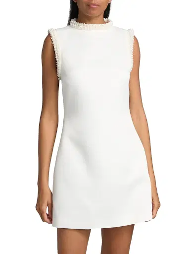 Elliatt Women's Sia Pearl-Trim High-Neck Satin Minidress - White | Thumbnail 3 Elliatt Women's Sia Pearl-Trim High-Neck Satin Minidress - White | Thumbnail 3