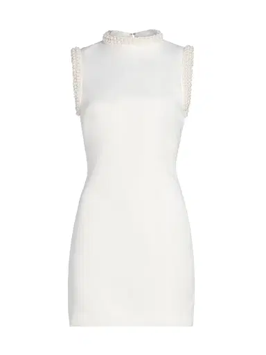 Elliatt Women's Sia Pearl-Trim High-Neck Satin Minidress - White | Thumbnail 1 Elliatt Women's Sia Pearl-Trim High-Neck Satin Minidress - White | Thumbnail 1