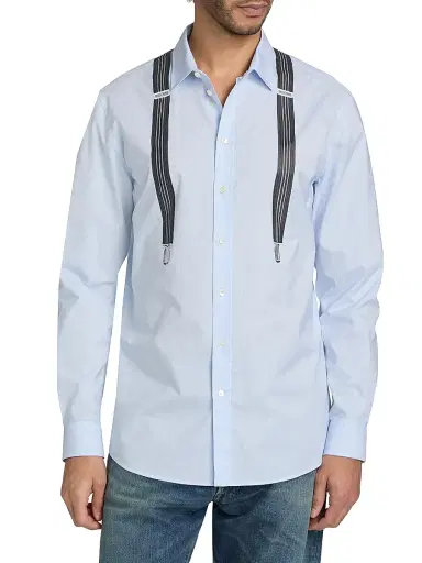 Moschino Men's Trompe L'Oeil Cotton Shirt - Violet | Thumbnail 3 Moschino Men's Trompe L'Oeil Cotton Shirt - Violet | Thumbnail 3