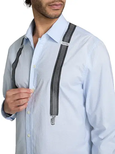 Moschino Men's Trompe L'Oeil Cotton Shirt - Violet | Thumbnail 6 Moschino Men's Trompe L'Oeil Cotton Shirt - Violet | Thumbnail 6