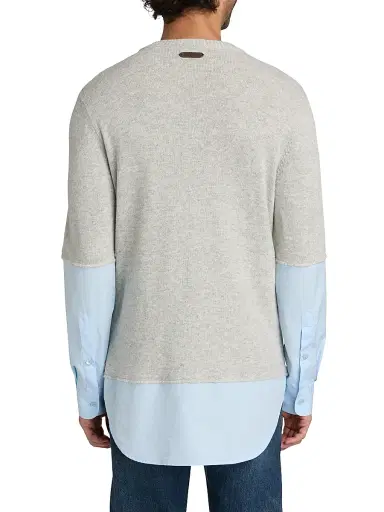 MOSCHINO Men's Mixed-Media Crewneck Sweater - Grey - Size 44 | Thumbnail 5 MOSCHINO Men's Mixed-Media Crewneck Sweater - Grey - Size 44 | Thumbnail 5