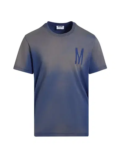 MOSCHINO Men's Monogram Logo Cotton T-Shirt - Blue - Size Small | Thumbnail 1 MOSCHINO Men's Monogram Logo Cotton T-Shirt - Blue - Size Small | Thumbnail 1