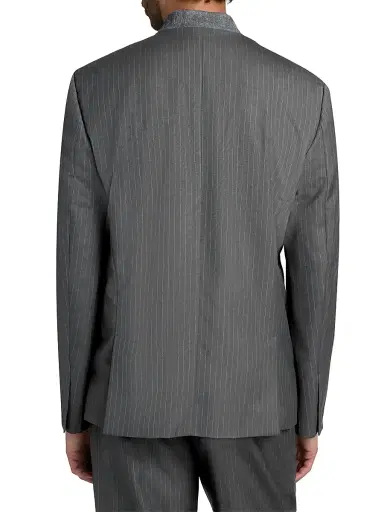 MOSCHINO Men's Pinstripe Wool Zip-Front Jacket - Grey - Size 44 | Thumbnail 5 MOSCHINO Men's Pinstripe Wool Zip-Front Jacket - Grey - Size 44 | Thumbnail 5