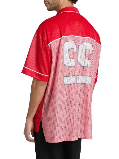 MOSCHINO Men's Mesh Camp Shirt - Red - Size Medium | Thumbnail 5 MOSCHINO Men's Mesh Camp Shirt - Red - Size Medium | Thumbnail 5