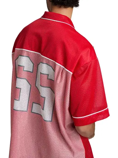 MOSCHINO Men's Mesh Camp Shirt - Red - Size Medium | Thumbnail 6 MOSCHINO Men's Mesh Camp Shirt - Red - Size Medium | Thumbnail 6