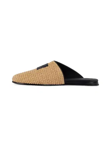 Givenchy Women's Label Raffia-Effect Flat Mules - Khaki Brown | Thumbnail 2 Givenchy Women's Label Raffia-Effect Flat Mules - Khaki Brown | Thumbnail 2
