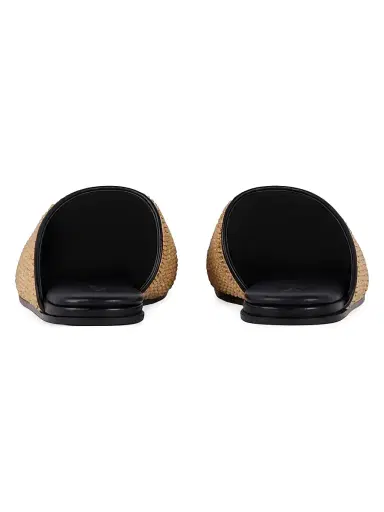 Givenchy Women's Label Raffia-Effect Flat Mules - Khaki Brown | Thumbnail 4 Givenchy Women's Label Raffia-Effect Flat Mules - Khaki Brown | Thumbnail 4