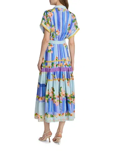 Saloni Women's Riya-B Linen Printed Shirtdress - Floral River - Size 12 | Thumbnail 5 Saloni Women's Riya-B Linen Printed Shirtdress - Floral River - Size 12 | Thumbnail 5