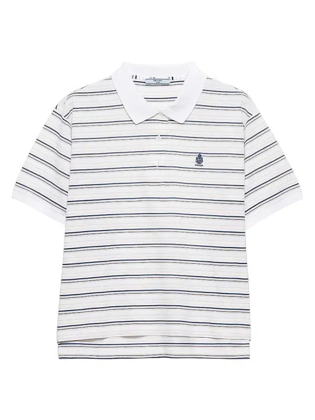 Women's Striped Piqué Polo Shirt - White Women's Striped Piqué Polo Shirt - White