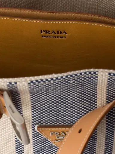 Prada Men's Buckle Canvas and Leather Tote Bag - Beige Khaki | Thumbnail 6 Prada Men's Buckle Canvas and Leather Tote Bag - Beige Khaki | Thumbnail 6