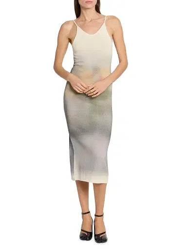Maison Margiela Women's Floral Knit Cotton Midi-Dress - Ecru | Thumbnail 2 Maison Margiela Women's Floral Knit Cotton Midi-Dress - Ecru | Thumbnail 2