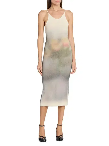 Maison Margiela Women's Floral Knit Cotton Midi-Dress - Ecru | Thumbnail 3 Maison Margiela Women's Floral Knit Cotton Midi-Dress - Ecru | Thumbnail 3