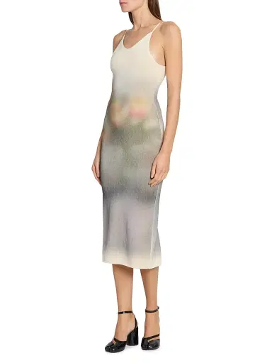 Maison Margiela Women's Floral Knit Cotton Midi-Dress - Ecru | Thumbnail 4 Maison Margiela Women's Floral Knit Cotton Midi-Dress - Ecru | Thumbnail 4