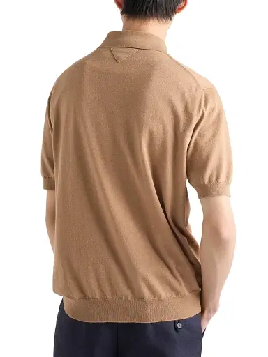 Prada Men's Cashmere and Silk Polo Shirt - Brown | Thumbnail 4 Prada Men's Cashmere and Silk Polo Shirt - Brown | Thumbnail 4
