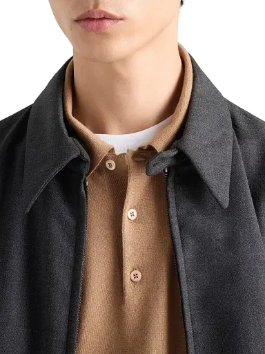 Prada Men's Cashmere and Silk Polo Shirt - Brown | Thumbnail 5 Prada Men's Cashmere and Silk Polo Shirt - Brown | Thumbnail 5