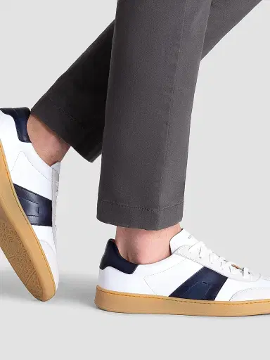 Magnanni Men's Primera Leather Low-Top Sneakers - White And Navy - Size 8.5 | Thumbnail 2 Magnanni Men's Primera Leather Low-Top Sneakers - White And Navy - Size 8.5 | Thumbnail 2