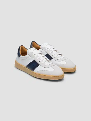 Magnanni Men's Primera Leather Low-Top Sneakers - White And Navy - Size 8.5 | Thumbnail 3 Magnanni Men's Primera Leather Low-Top Sneakers - White And Navy - Size 8.5 | Thumbnail 3
