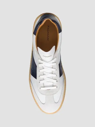 Magnanni Men's Primera Leather Low-Top Sneakers - White And Navy - Size 8.5 | Thumbnail 4 Magnanni Men's Primera Leather Low-Top Sneakers - White And Navy - Size 8.5 | Thumbnail 4