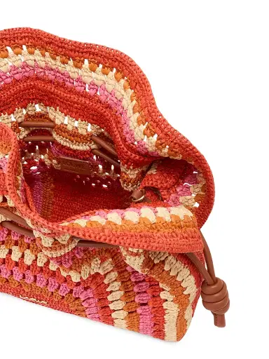LOEWE Women's x Paula's Ibiza Flamenco Medium Crochet Raffia Clutch - Bright Orange Pink | Thumbnail 8 LOEWE Women's x Paula's Ibiza Flamenco Medium Crochet Raffia Clutch - Bright Orange Pink | Thumbnail 8