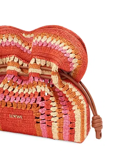 LOEWE Women's x Paula's Ibiza Flamenco Medium Crochet Raffia Clutch - Bright Orange Pink | Thumbnail 9 LOEWE Women's x Paula's Ibiza Flamenco Medium Crochet Raffia Clutch - Bright Orange Pink | Thumbnail 9