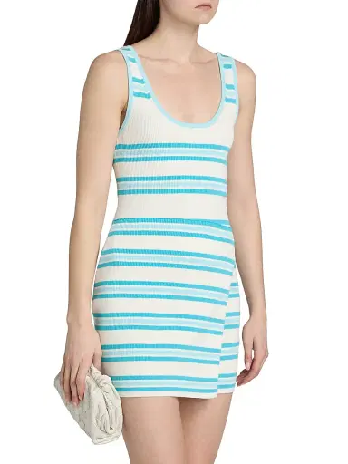 SIMKHAI Women's Marston Striped Cotton-Blend Minidress - Surf Pool Stripe | Thumbnail 4 SIMKHAI Women's Marston Striped Cotton-Blend Minidress - Surf Pool Stripe | Thumbnail 4