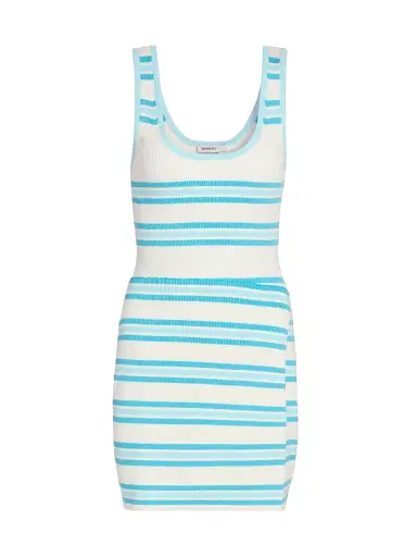 SIMKHAI Women's Marston Striped Cotton-Blend Minidress - Surf Pool Stripe | Thumbnail 1 SIMKHAI Women's Marston Striped Cotton-Blend Minidress - Surf Pool Stripe | Thumbnail 1