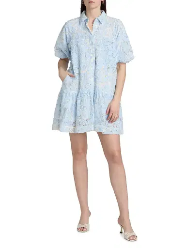 SIMKHAI Women's Crissy Cotton Lace Minidress - Celeste Multi | Thumbnail 2 SIMKHAI Women's Crissy Cotton Lace Minidress - Celeste Multi | Thumbnail 2