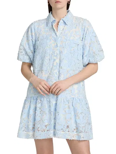 SIMKHAI Women's Crissy Cotton Lace Minidress - Celeste Multi | Thumbnail 3 SIMKHAI Women's Crissy Cotton Lace Minidress - Celeste Multi | Thumbnail 3