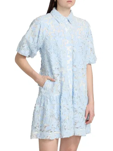SIMKHAI Women's Crissy Cotton Lace Minidress - Celeste Multi | Thumbnail 4 SIMKHAI Women's Crissy Cotton Lace Minidress - Celeste Multi | Thumbnail 4