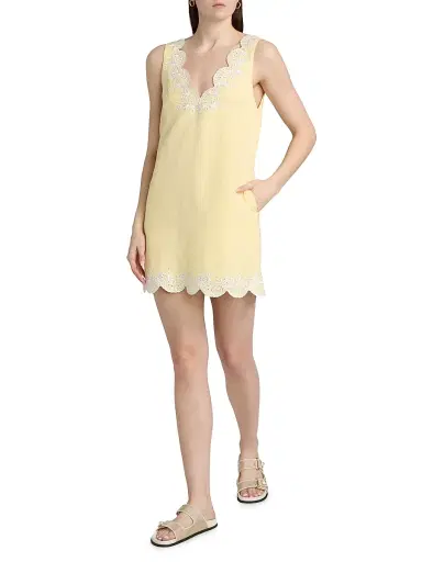 SIMKHAI Women's Edena Embroidered Linen Minidress - Buttercream Multi | Thumbnail 2 SIMKHAI Women's Edena Embroidered Linen Minidress - Buttercream Multi | Thumbnail 2