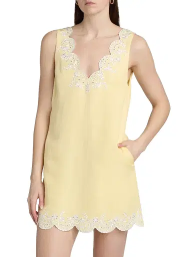 SIMKHAI Women's Edena Embroidered Linen Minidress - Buttercream Multi | Thumbnail 3 SIMKHAI Women's Edena Embroidered Linen Minidress - Buttercream Multi | Thumbnail 3