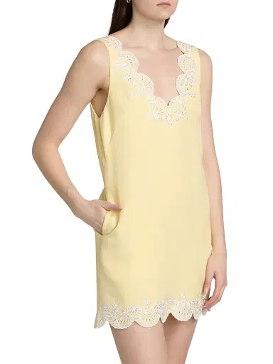 SIMKHAI Women's Edena Embroidered Linen Minidress - Buttercream Multi | Thumbnail 4 SIMKHAI Women's Edena Embroidered Linen Minidress - Buttercream Multi | Thumbnail 4