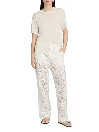 Simkhai Women's Braylen Cotton Lace Carpenter Pants - White | Thumbnail 2 Simkhai Women's Braylen Cotton Lace Carpenter Pants - White | Thumbnail 2