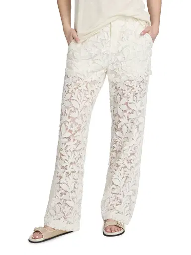 Simkhai Women's Braylen Cotton Lace Carpenter Pants - White | Thumbnail 3 Simkhai Women's Braylen Cotton Lace Carpenter Pants - White | Thumbnail 3
