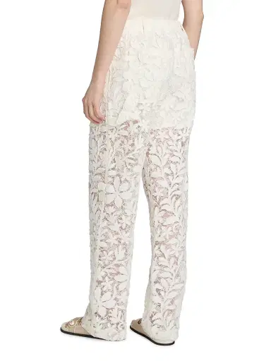 Simkhai Women's Braylen Cotton Lace Carpenter Pants - White | Thumbnail 5 Simkhai Women's Braylen Cotton Lace Carpenter Pants - White | Thumbnail 5