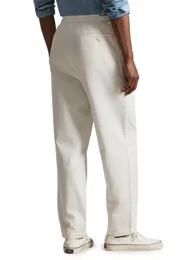 Polo Ralph Lauren Men's Rustic Tab-Waist Pleated-Front Cotton Twill Pants - Deckwash White | Thumbnail 4 Polo Ralph Lauren Men's Rustic Tab-Waist Pleated-Front Cotton Twill Pants - Deckwash White | Thumbnail 4