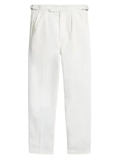 Polo Ralph Lauren Men's Rustic Tab-Waist Pleated-Front Cotton Twill Pants - Deckwash White | Thumbnail 1 Polo Ralph Lauren Men's Rustic Tab-Waist Pleated-Front Cotton Twill Pants - Deckwash White | Thumbnail 1