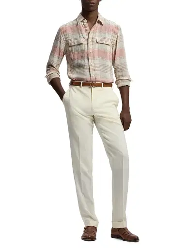 Ralph Lauren Purple Label Men's Plaid Linen Long-Sleeve Sport Shirt | Thumbnail 2 Ralph Lauren Purple Label Men's Plaid Linen Long-Sleeve Sport Shirt | Thumbnail 2