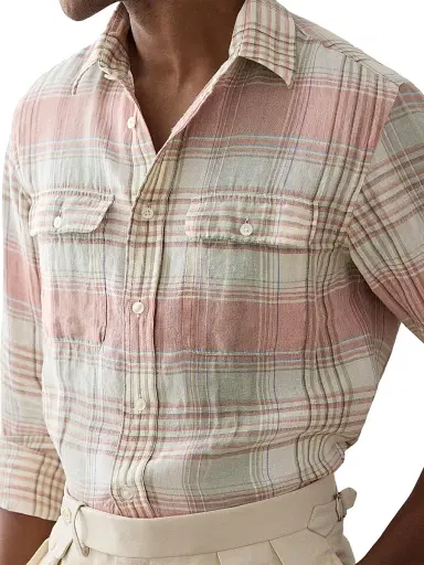 Ralph Lauren Purple Label Men's Plaid Linen Long-Sleeve Sport Shirt | Thumbnail 7 Ralph Lauren Purple Label Men's Plaid Linen Long-Sleeve Sport Shirt | Thumbnail 7