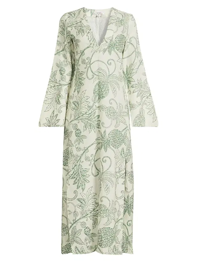 Women's Theodora Linen Caftan Dress - Mokata Green Women's Theodora Linen Caftan Dress - Mokata Green