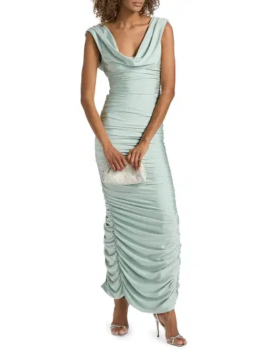 BLACK HALO Women's Evangeline Ruched Gown - Creme De Menthe | Thumbnail 3 BLACK HALO Women's Evangeline Ruched Gown - Creme De Menthe | Thumbnail 3