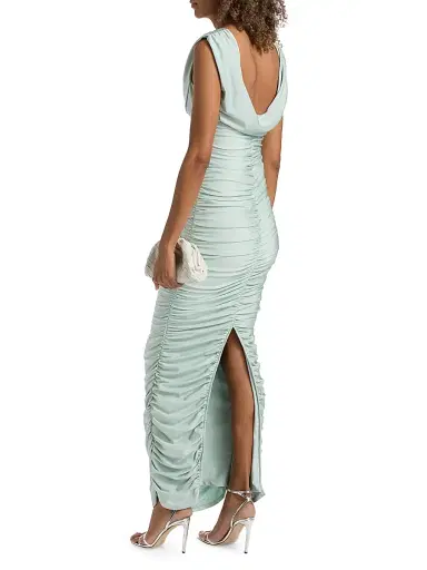 BLACK HALO Women's Evangeline Ruched Gown - Creme De Menthe | Thumbnail 5 BLACK HALO Women's Evangeline Ruched Gown - Creme De Menthe | Thumbnail 5