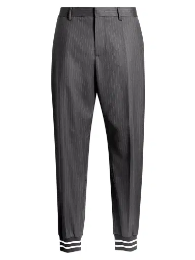 Moschino Men's Pinstripe Wool Jogger Trousers - Grey | Thumbnail 1 Moschino Men's Pinstripe Wool Jogger Trousers - Grey | Thumbnail 1