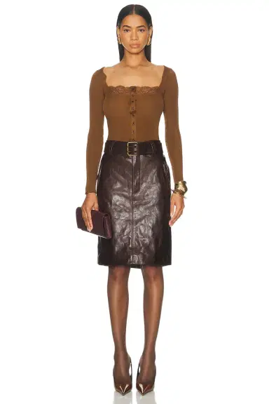 Saint Laurent Ribbed Lacy Button Up Top | Thumbnail 4 Saint Laurent Ribbed Lacy Button Up Top | Thumbnail 4