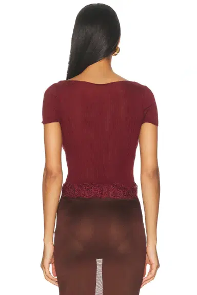 Saint Laurent Ribbed Lacy Top | Thumbnail 3 Saint Laurent Ribbed Lacy Top | Thumbnail 3